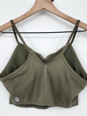 Olive Green Strappy Cropped Sports Bralette